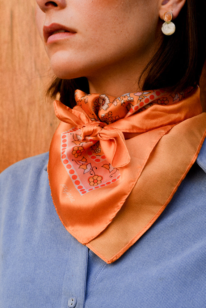 Pañuelo Flores Mostaza