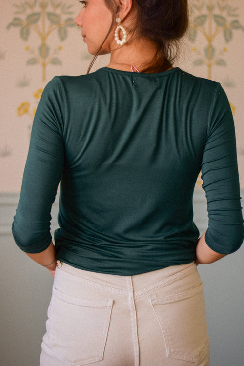 Polera Nudo manga tres cuartos Verde