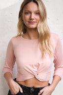 Polera Crop Manga Larga Rosa