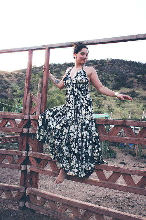 Vestido Udaipur Negro-Dorado