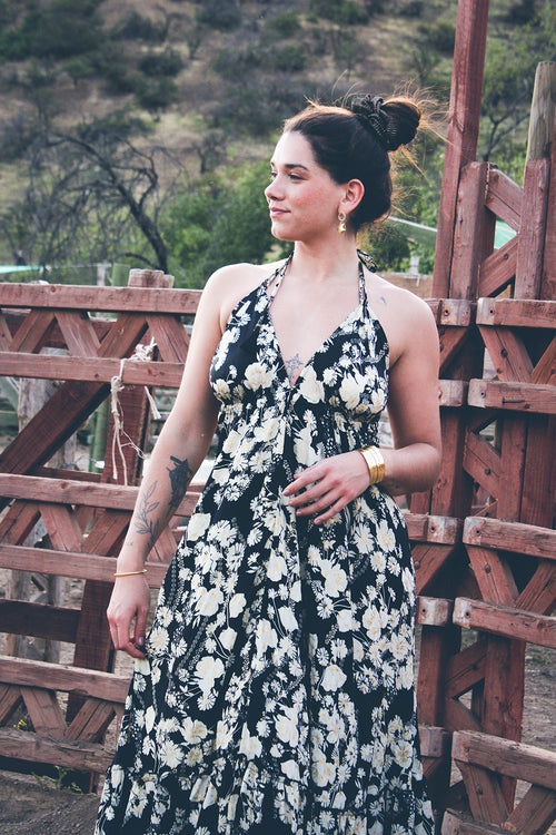 Vestido Udaipur Negro-Dorado