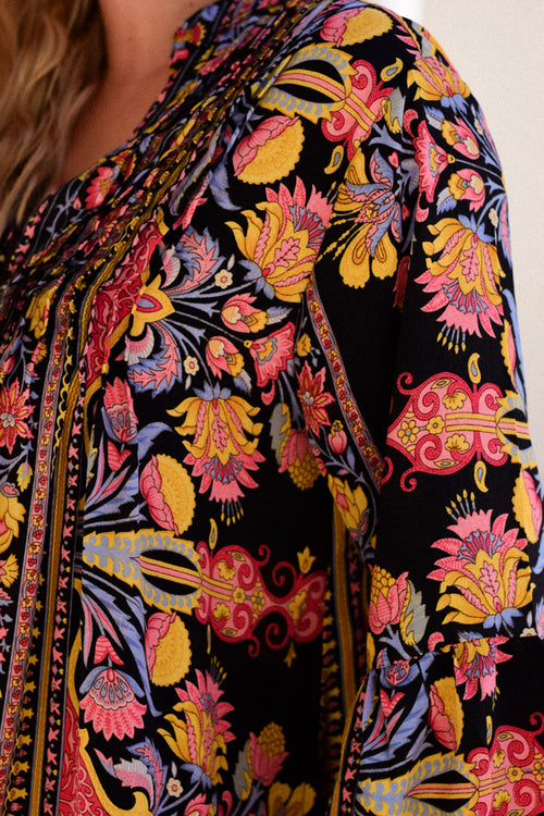 Vestido Marina Negro Dorado