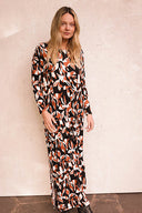 Vestido Largo Basico Animal Print Negro