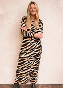 Vestido Largo Basico Animal Print Crudo