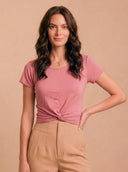 Polera Crop Manga Corta Rosado