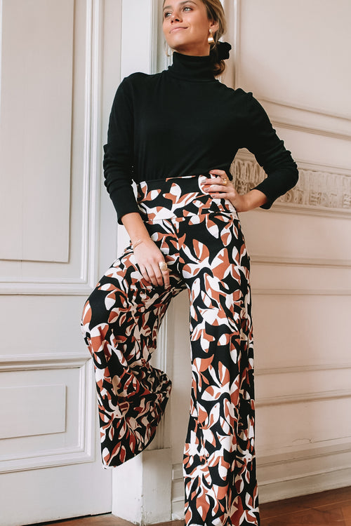 Pantalón Palazzo Print Negro