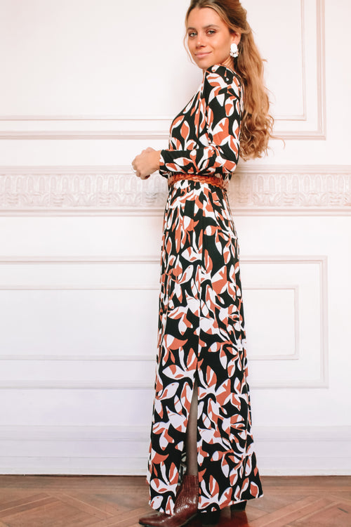 Vestido largo print negro