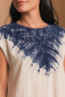 Vestido Largo Básico Tie Dye Azul