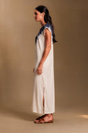 Vestido Largo Básico Tie Dye Azul