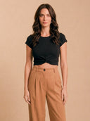 Polera Crop Manga Corta Negro
