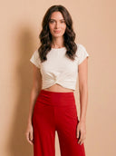 Polera Crop Manga Corta Crudo