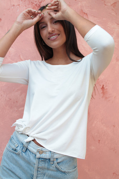 Polera Nudo manga 3/4 Crudo